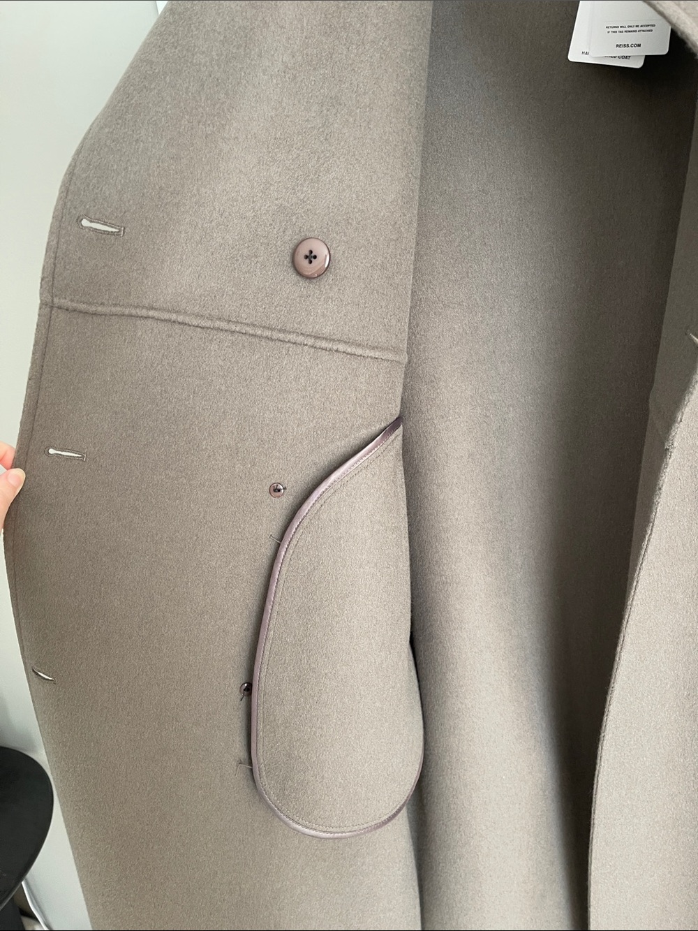 NWT Reiss Luna Double Breasted Wool Coat Mink - Picture 7 of 9